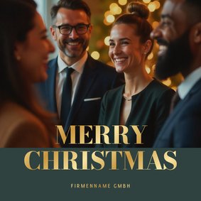 Weihnachtskarte Foto 'Merry Christmas' auf dunkelgrün 