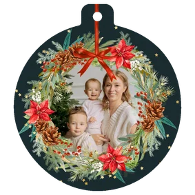 Weihnachtskarte Foto Weihnachtskranz Kugelform