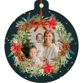 Weihnachtskarte Foto Weihnachtskranz Kugelform