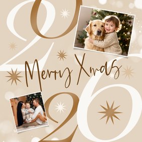 Weihnachtskarte Fotocollage 2026 mit Sternen