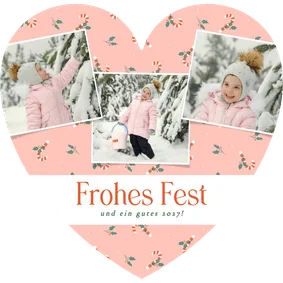 Weihnachtskarte Fotocollage Herzkarte Zuckerstangen