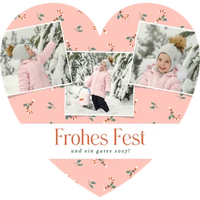 Weihnachtskarte Fotocollage Herzkarte Zuckerstangen