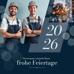 Weihnachtskarte Fotocollage kursiv dunkelblau Lichtpunkte