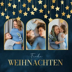 Weihnachtskarte Fotocollage mit Sternen