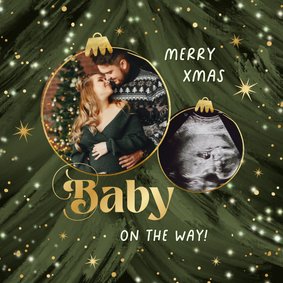 Weihnachtskarte Fotocollage Ultraschall 'Baby on the way'