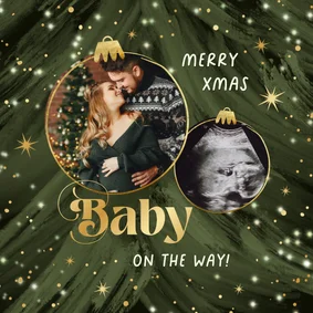 Weihnachtskarte Fotocollage Ultraschall 'Baby on the way'