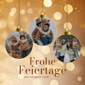 Weihnachtskarte Fotocollage Weihnachtskugeln Lichtpunkte