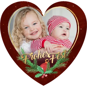 Weihnachtskarte Fotoherz mit Weihnachtsgesteck