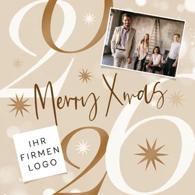 Weihnachtskarte Fotokarte 2026 mit Logo Sterne