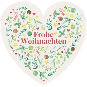 Weihnachtskarte 'Frohe Weihnachten' Symbole in Herzform