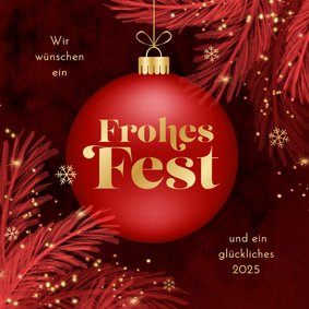 Weihnachtskarte 'Frohes Fest' rote Weihnachtskugel 