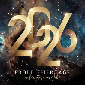 Weihnachtskarte Galaxie goldene 2026 Danke