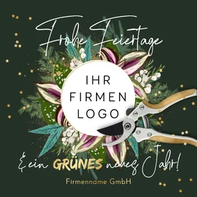 Weihnachtskarte geschäftlich Gartenschere & Firmenlogo
