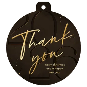 Weihnachtskarte geschäftlich rund 'Thank you' Goldlook