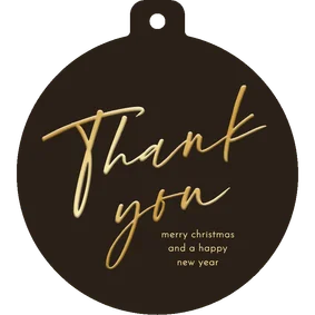 Weihnachtskarte geschäftlich rund 'Thank you' Goldlook