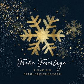 Weihnachtskarte geschäftlich Schneeflocke Gold