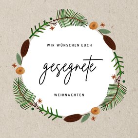 Weihnachtskarte gesegnete Weihnachten mit Kranz