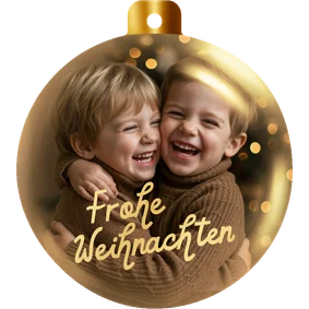 Weihnachtskarte goldene Weihnachtskugel mit Foto