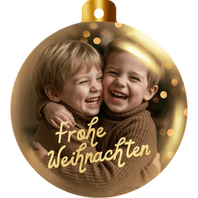 Weihnachtskarte goldene Weihnachtskugel mit Foto