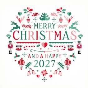 Weihnachtskarte Herz nostalgische Symbole