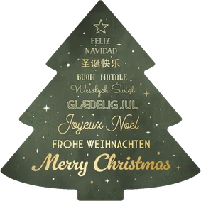 Weihnachtskarte international Weihnachtsbaum Sprachen