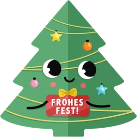 Weihnachtskarte Kinder lustiger Weihnachtsbaum mit Gesicht