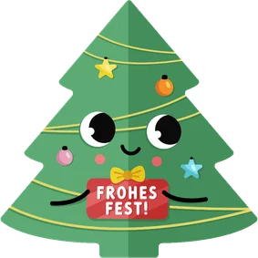 Weihnachtskarte Kinder lustiger Weihnachtsbaum mit Gesicht