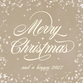 Weihnachtskarte klassisch Kalligraphie weiß Schneeflocken