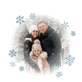Weihnachtskarte Kugelform Christbaumkdeko Foto Schnee