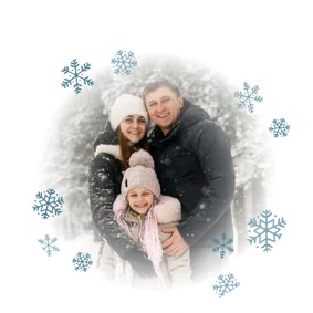 Weihnachtskarte Kugelform Christbaumkdeko Foto Schnee