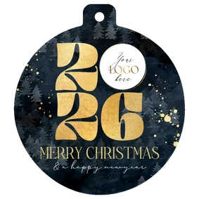 Weihnachtskarte Kugelform Firmenlogo 2026 international