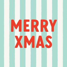 Weihnachtskarte 'Merry XMas' mintgrün gestreift