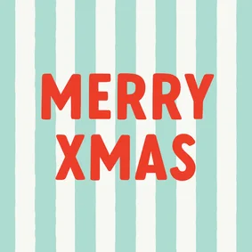 Weihnachtskarte 'Merry XMas' mintgrün gestreift