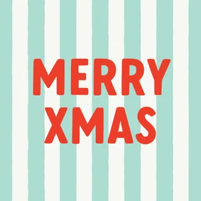 Weihnachtskarte 'Merry XMas' mintgrün gestreift