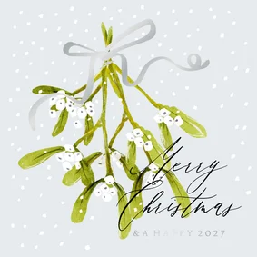 Weihnachtskarte Mistelzweig mit Schnee