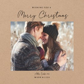 Weihnachtskarte mit Foto auf Kraftpapier schlicht