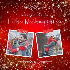 Weihnachtskarte mit Fotos und eleganten Sternen