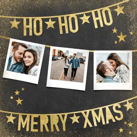 Weihnachtskarte mit Fotos und Text in Goldlook