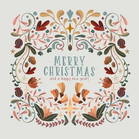Weihnachtskarte Ornamente botanisch