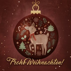 Weihnachtskarte Reh in Weihnachtskugel