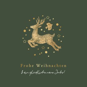 Weihnachtskarte Rentier, Taube & Sterne