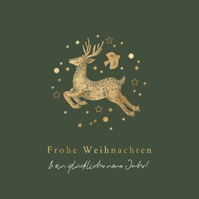 Weihnachtskarte Rentier, Taube & Sterne