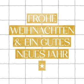 Weihnachtskarte Schriftzug Goldoptik auf Weiß kariert