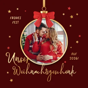 Weihnachtskarte Schwangerschaft ankündigen Baby Foto Kugel
