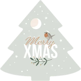 Weihnachtskarte Tannenbaum 'Merry XMAS' Rotkehlchen Winter