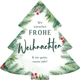 Weihnachtskarte Tannenbaum Zweige und Beeren
