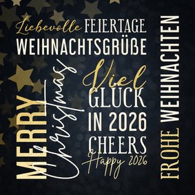 Weihnachtskarte Text in Goldlook