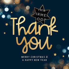 Weihnachtskarte 'Thank you' Logo international Lichter