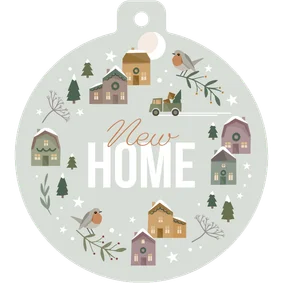 Weihnachtskarte Umzug Weihnachtsdorf mit Umzugswagen