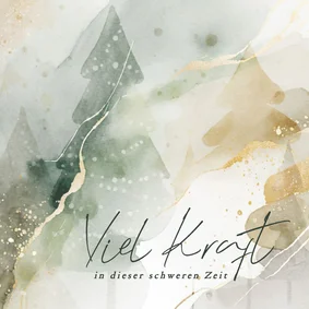 Weihnachtskarte 'Viel Kraft' Tannenbäume Aquarell